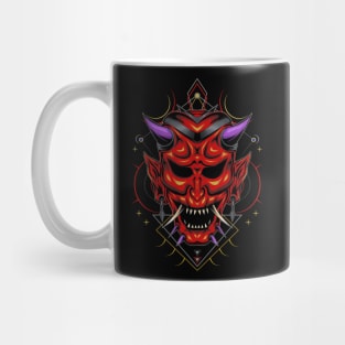 Japanese demon mask illustration Mug